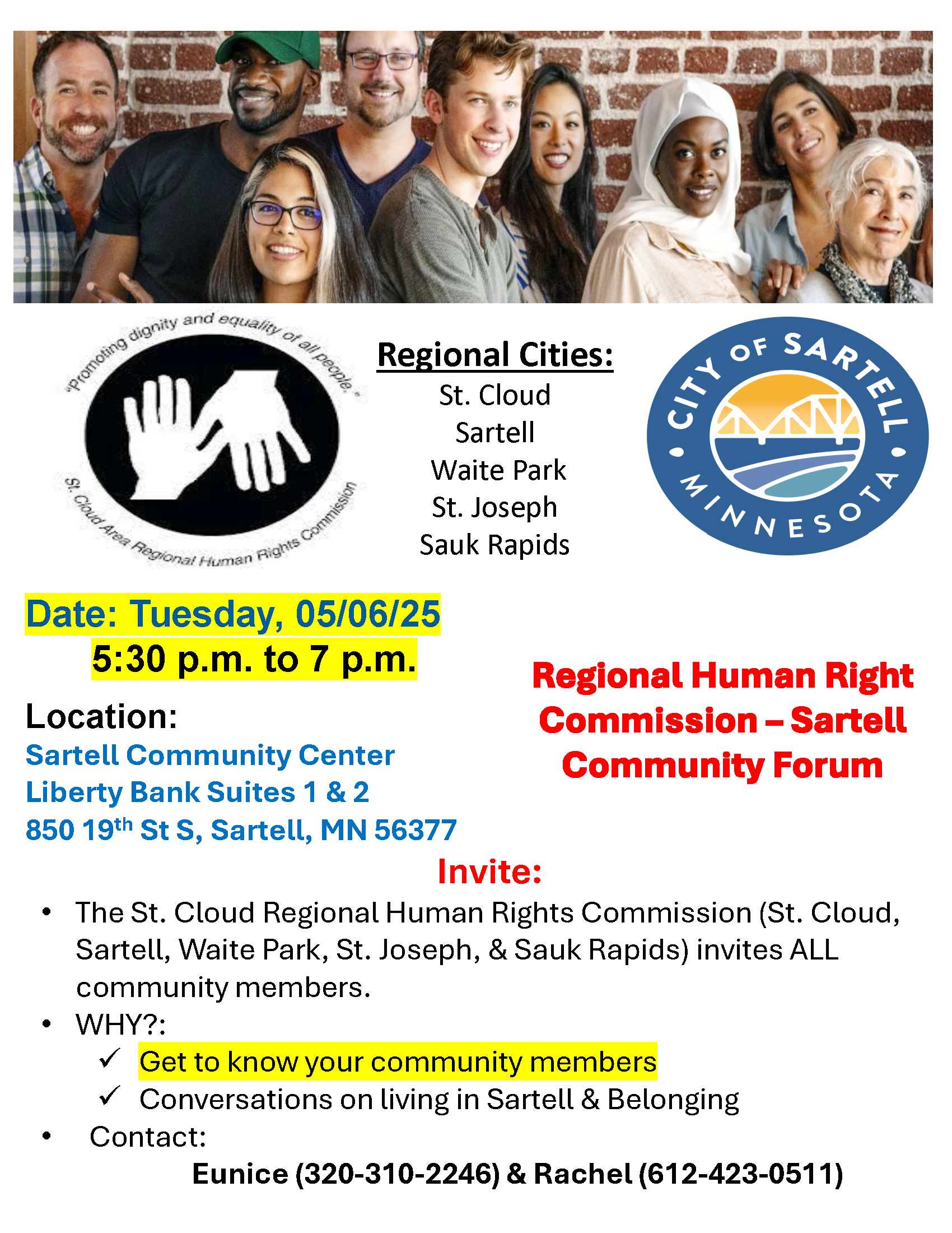 Community forum Sartell 2025 flyer